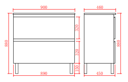 Riva Series - PVC Free Standing Vanity (SB) - 900x460x880