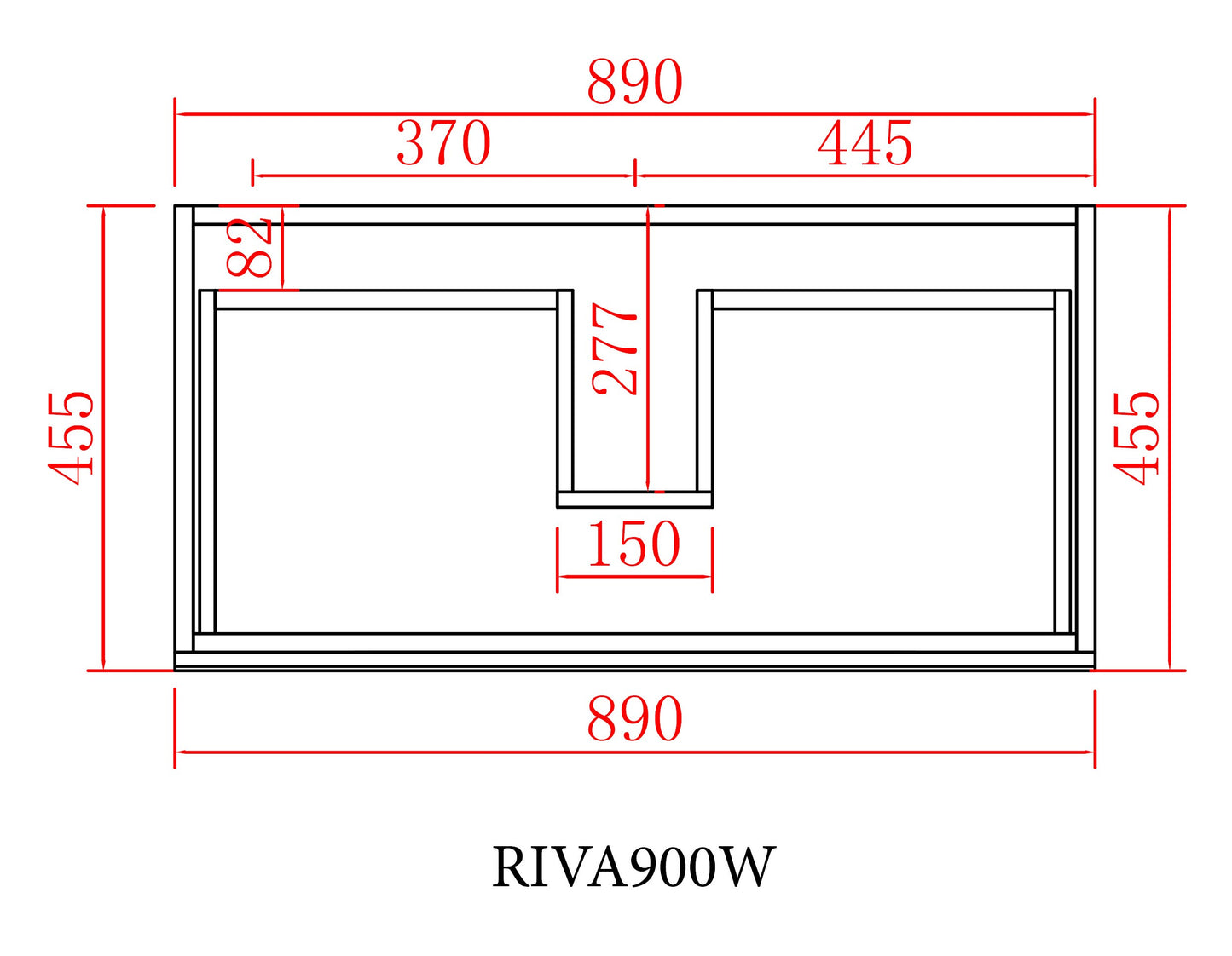 Riva White Wall Hung PVC Vanity - 900x460
