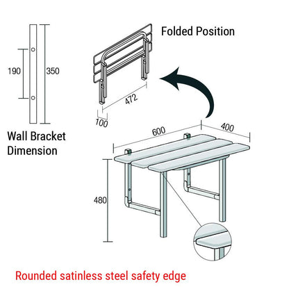 Compact Slatted Deck Shower Seat