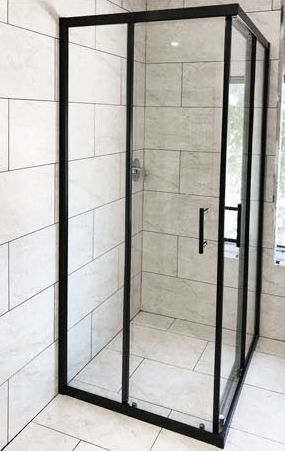 TK10 Corner Sliding Door Shower Screen - Matte Black