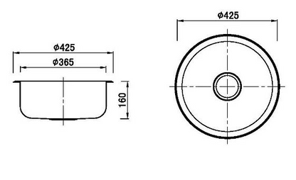 Traditionell Round Bowl Sink - 430x170m