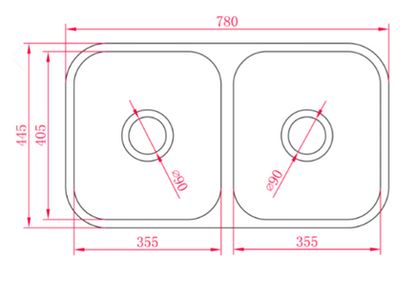 Traditionell Double Bowl Sink - 780 x 480