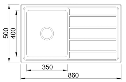 Traditionell Single Bowl Sink - 860 x 500 Square