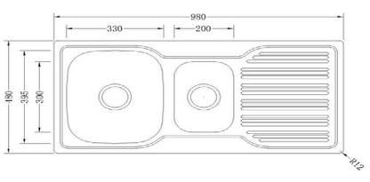 Traditionell 1 1/4 Bowl Sink - 980 x 480