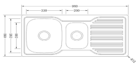 Traditionell 1 1/4 Bowl Sink - 980 x 480 Square