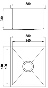 Arcko Lux Single Bowl Sink - 380 x 440