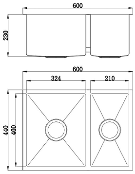 Arcko Lux 1 1/2 Bowl Sink - 600 x 440