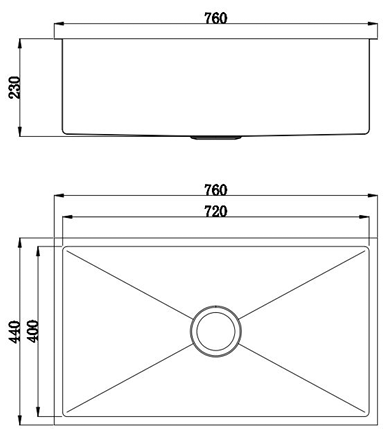 Arcko Lux Single Bowl Sink - 720 x 440