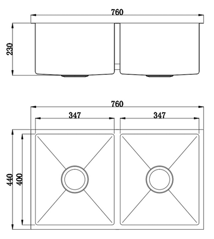 Arcko Lux Double Bowl Sink - 720 x 440