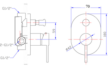 Rund Round Shower/Bath Mixer with Diverter