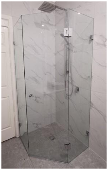 Deno Frameless Diamond Shower Screen - Pivot Door