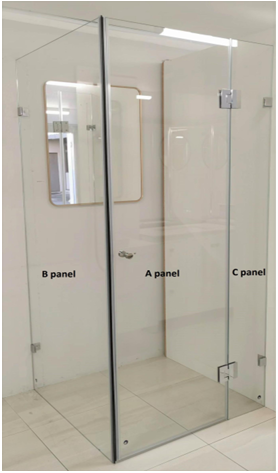 Y09 Ultra Clear Frameless Corner Shower Screen - Open Door