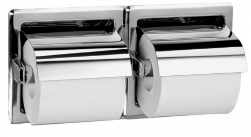 Recessed Double Toilet Paper Dispenser With Hood