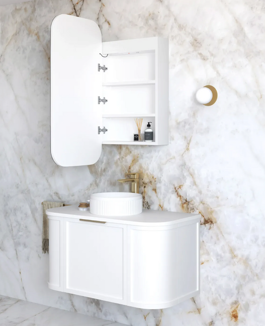 LED Matte White Shaving Cabinet - 900x450