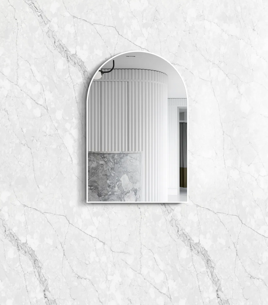 Arch Matte White Frame Mirror - 900x600