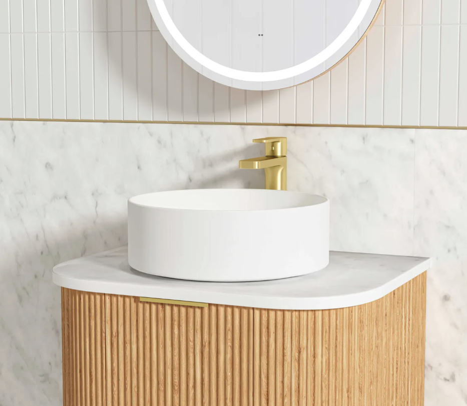 Bondi Woodland Oak Fluted Curve Vanity - 600x450