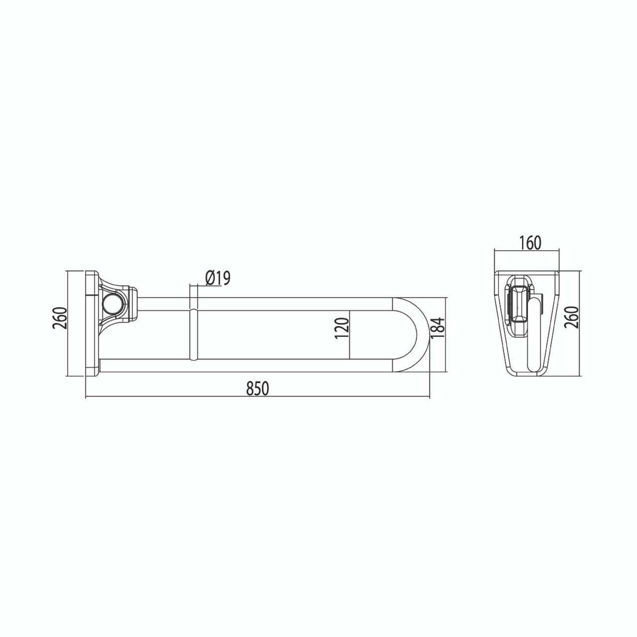 Tiltlock® 850mm Grab Rail