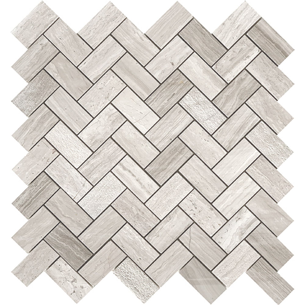 Tuscany Mosaics - Wood Grey Light Herringbone