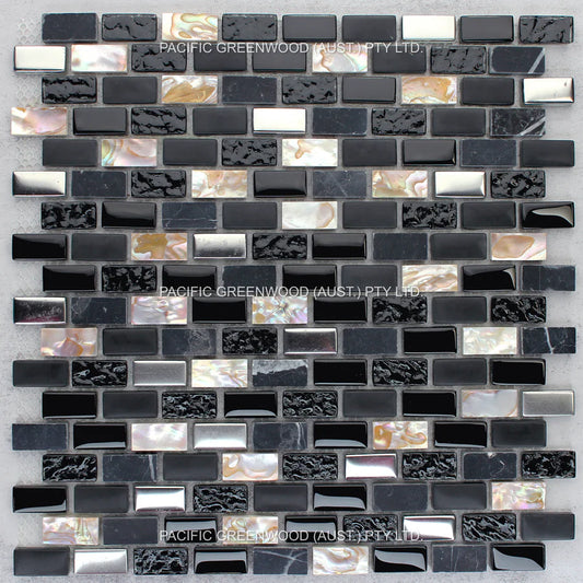 Stone, Shell and Stainless Steel - Black (Brick Pattern)