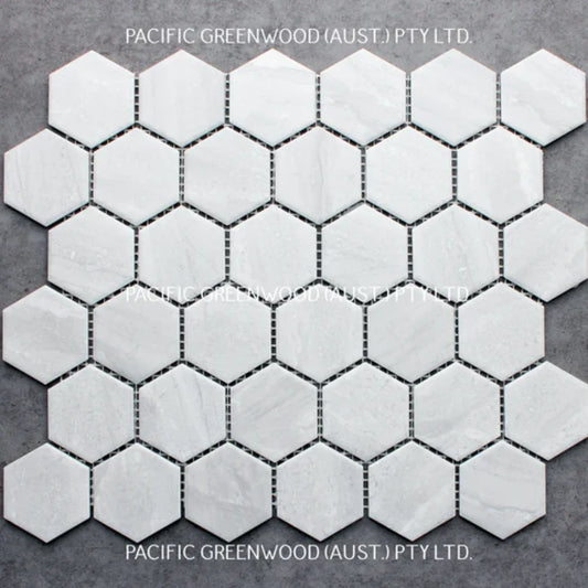 Wooden Grey Matte Porcelain Glazed Hexagon