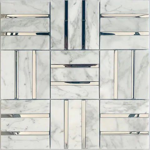 Carrara Weave Silver Glass Polished