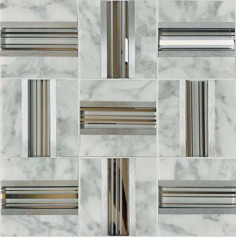 Carrara Weave Clear Glass/Aluminium Polished