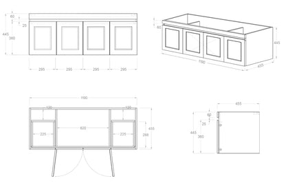 Hampton Matte Black Mark II Vanity - 1200x460