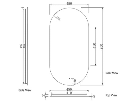 LED Noosa Frameless Mirror With Tuffi Glass - 900x450