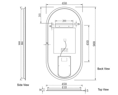 LED Noosa Frameless Mirror With Tuffi Glass - 900x450