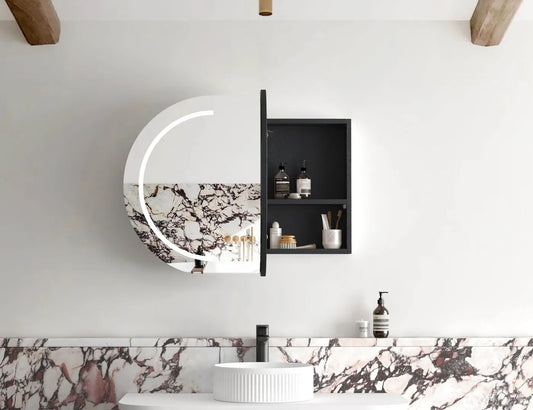 LED Bondi Black Oak Shaving Cabinet - 900x600