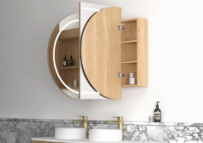 LED Bondi Natural Oak Shaving Cabinet - 1500x900