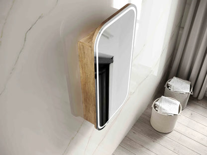 LED Newport Natural Oak Soft Square Shaving Cabinet - 900x450