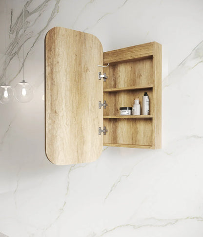 LED Newport Natural Oak Soft Square Shaving Cabinet - 900x450