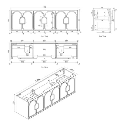 Laguna Matte White Vanity - 1800x460