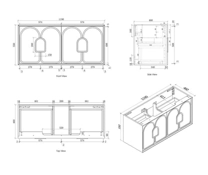 Laguna Matte White Vanity - 1200x460