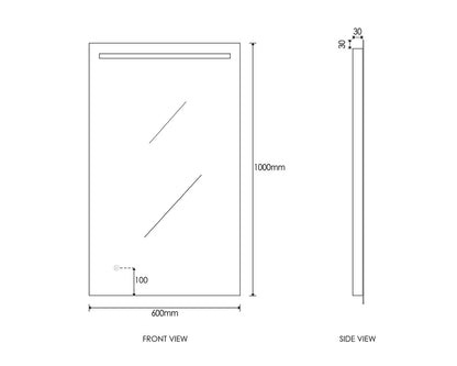 LED Boston Rectangle Mirror - 1000x600