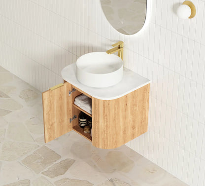 Bondi Woodland Oak Fluted Curve Vanity - 600x450