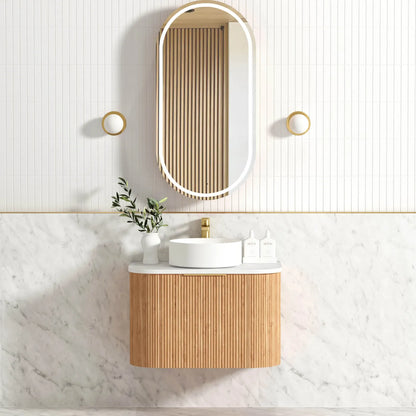 Bondi Woodland Oak Fluted Curve Vanity - 750x450