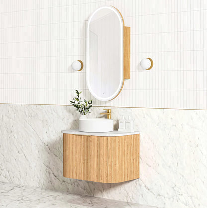 Bondi Woodland Oak Fluted Curve Vanity - 750x450
