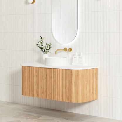 Bondi Woodland Oak Fluted Curve Vanity - 1200x450