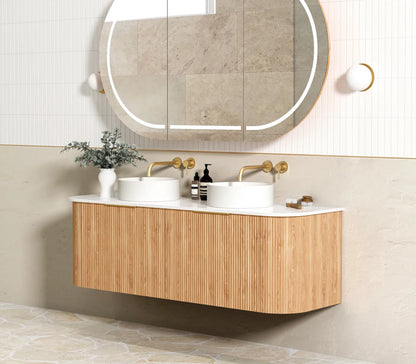 Bondi Woodland Oak Fluted Curve Vanity - 1500x450