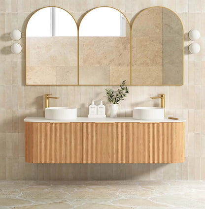 Bondi Woodland Oak Fluted Curve Vanity - 1800x450