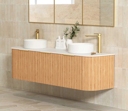 Bondi Woodland Oak Fluted Curve Vanity - 1800x450