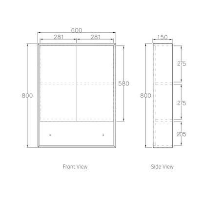 Marlo Matte Black Shaving Cabinet - 600x800