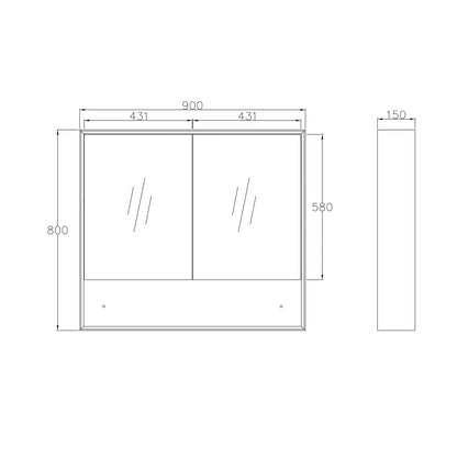 Boston Matte White Shaving Cabinet - 900x800