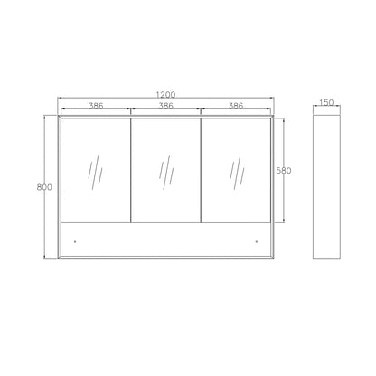 Marlo Matte Black Shaving Cabinet - 1200x800