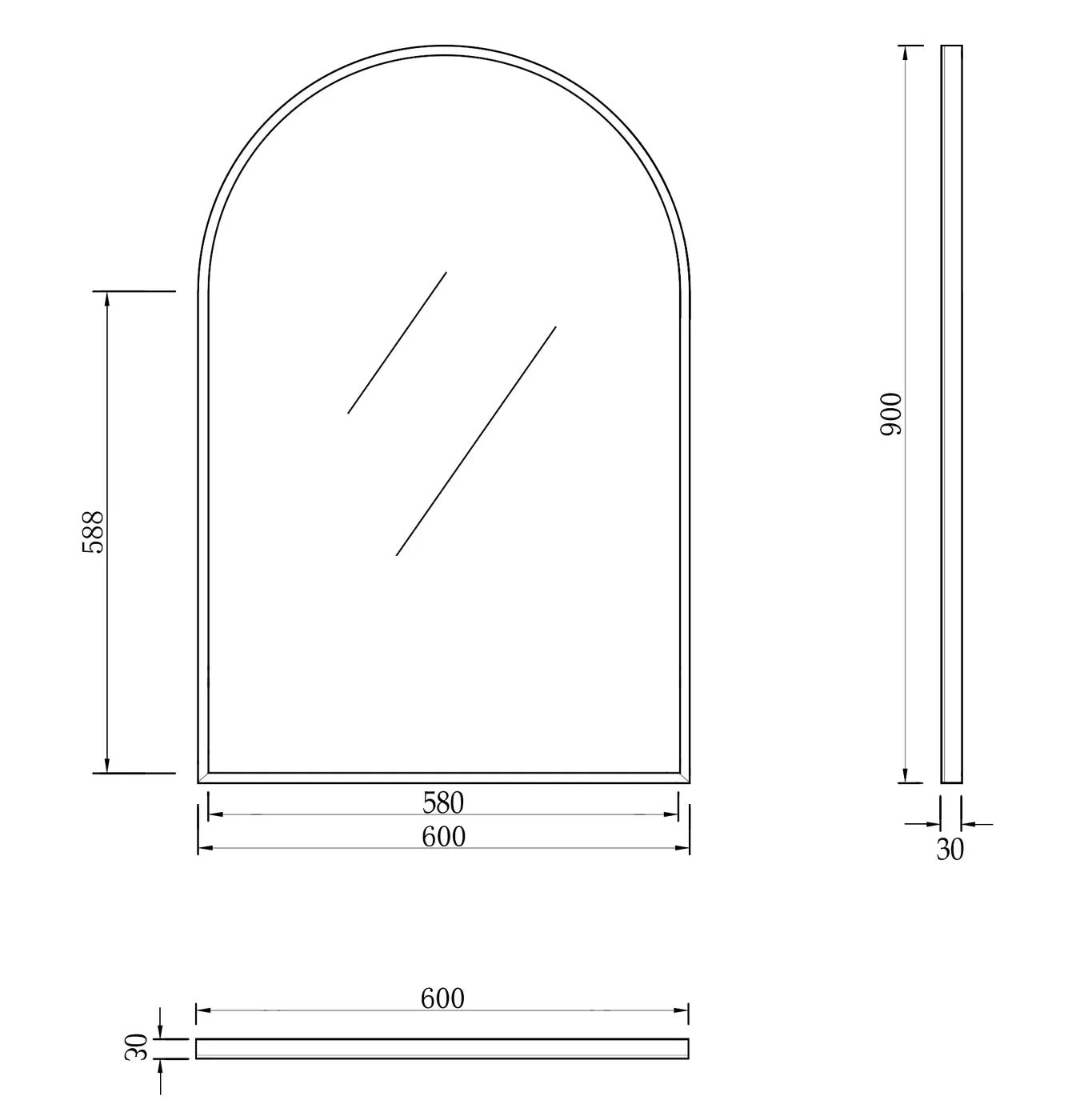 Archie Gold Metal Frame Mirror - 900x600