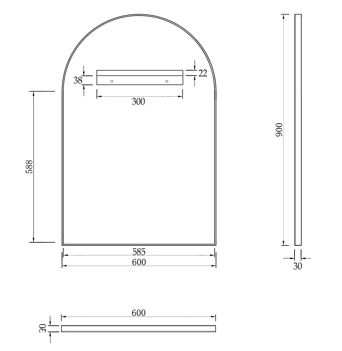 Archie Gold Metal Frame Mirror - 900x600