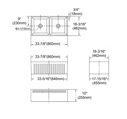 Boston Double Bowl Butler Sink - 860 x 460