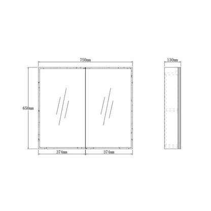 LED Moonlight Shaving Cabinet - 750x650